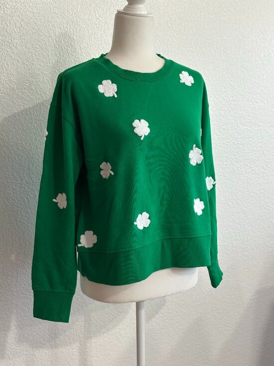 Jane and Delancey Sweaters - Jane + Delancey Clover Sweatshirt Women’s Medium Green St Patrick’s Day Crewneck